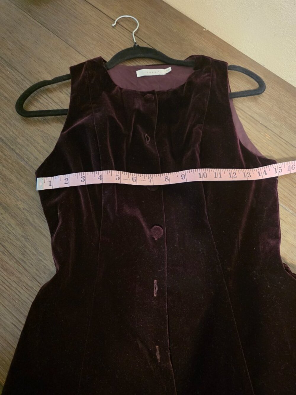 Lush Sleeveless Button Front Velvet Minidress Purple Small- 3 missing buttons - Picture 7 of 10